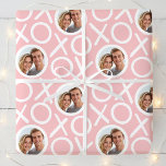 XOXO Hugs & Kisses 2 Photo Pink Brush Script Wrapping Paper<br><div class="desc">Make your gifts even more special with custom photo wrapping paper. This chic "Hugs & Kisses" design features a simple pattern of "XOXO" in a casual, brushstroke style, and can be personalized with up to two different photos. A versatile template that's perfect for a birthday, Valentine's Day, wedding anniversary, baby...</div>