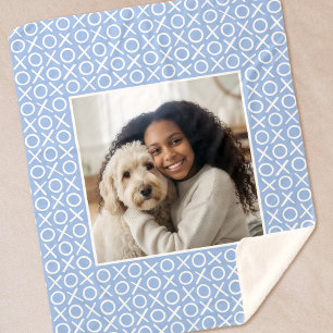XOXO Hugs & Kisses Blue Stylish Modern Pattern Sherpa Blanket