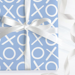 XOXO Hugs & Kisses Blue Valentine's Brush Script Wrapping Paper