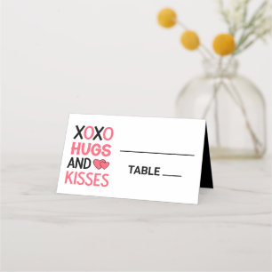 XOXO Hugs Kisses Bridal Shower Black Wedding  Place Card