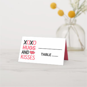 XOXO Hugs Kisses Bridal Shower Cute Pink Wedding  Place Card