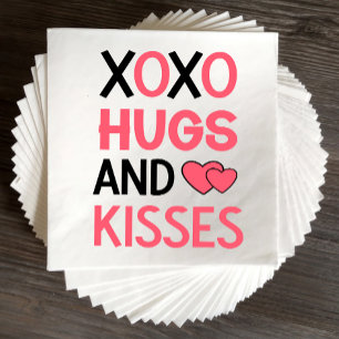 XOXO Hugs Kisses Bridal Shower Pink Black Wedding Napkin
