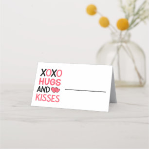 XOXO Hugs Kisses Bridal Shower Pink Black Wedding  Place Card