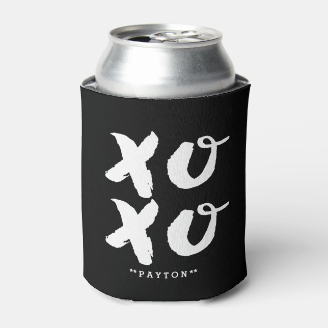 XOXO Hugs & Kisses | Brush Typography Can Cooler (Can Front)