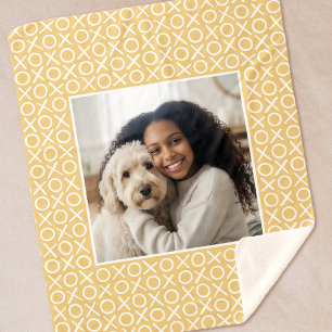 XOXO Hugs & Kisses Custom Photo Modern Yellow Sherpa Blanket