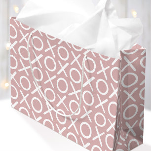 XOXO Hugs & Kisses Dusty Pink Brush Script Large Gift Bag