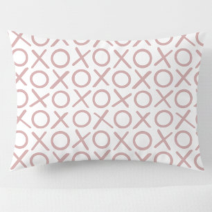 XOXO Hugs & Kisses Dusty Pink White Modern Pattern Pillowcase