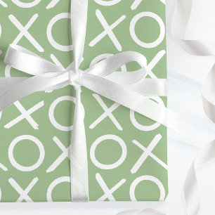 XOXO Hugs & Kisses Green Birthday Brush Script Wrapping Paper
