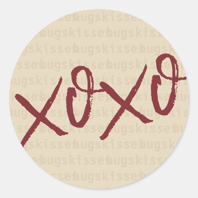 Xoxo hugs kisses in Cream colour Classic Round Sticker (Front)