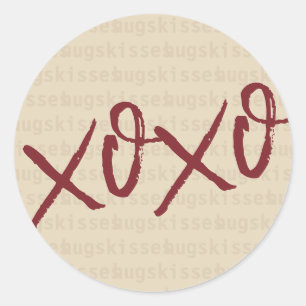 Xoxo hugs kisses in Cream colour Classic Round Sticker