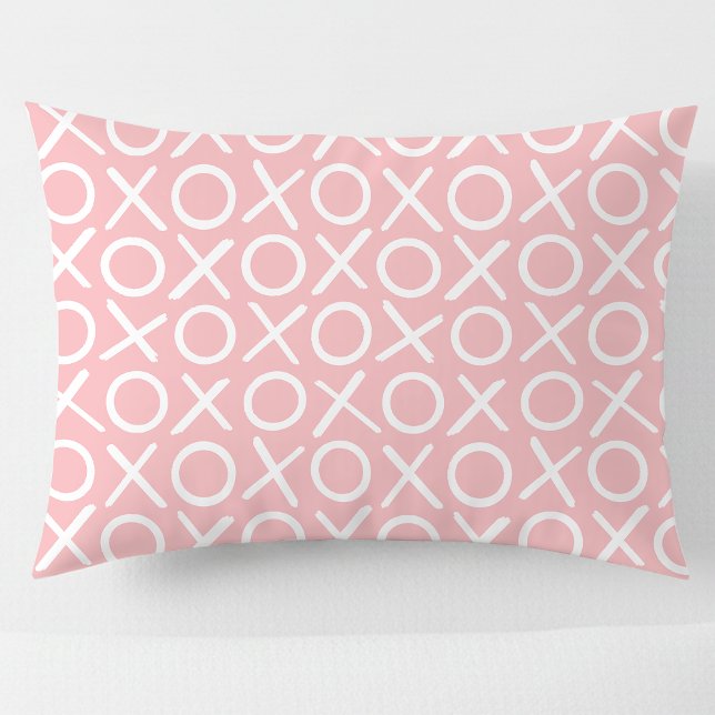 XOXO Hugs & Kisses Pastel Pink Cute Modern Pattern Pillowcase (Creator Uploaded)