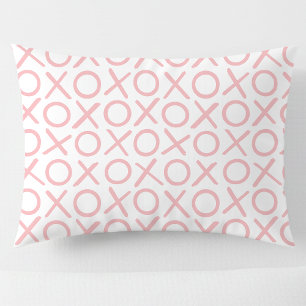 XOXO Hugs & Kisses Pastel Pink White Modern Pillowcase
