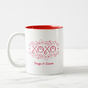 XOXO Hugs Kisses Personalised Valentine's Day Two-Tone Coffee Mug