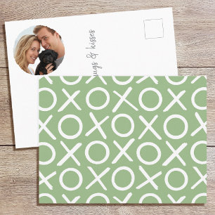 XOXO Hugs & Kisses Photo Green Typography Modern Postcard