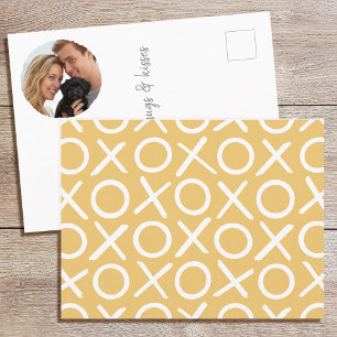 XOXO Hugs & Kisses Photo Yellow Typography Modern Postcard