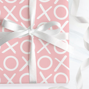 XOXO Hugs & Kisses Pink Valentine's Brush Script Wrapping Paper