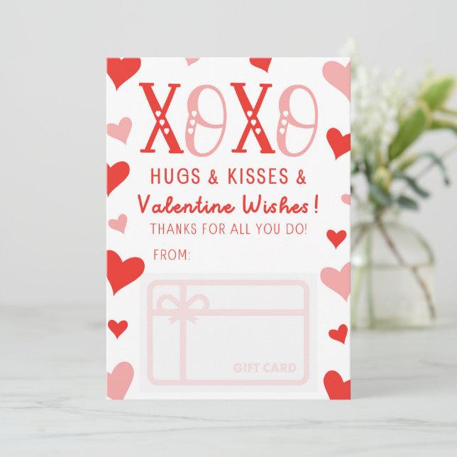 XOXO Hugs Kisses Valentine Wishes Gift Card Holder (Standing Front)
