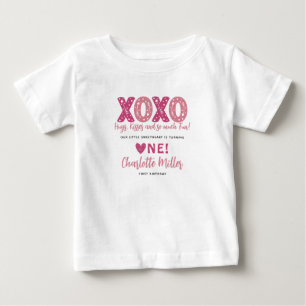 XOXO Hugs & Kisses Valentine's Day 1st Birthday Baby T-Shirt