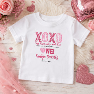 XOXO Hugs & Kisses Valentine's Day 1st Birthday Baby T-Shirt