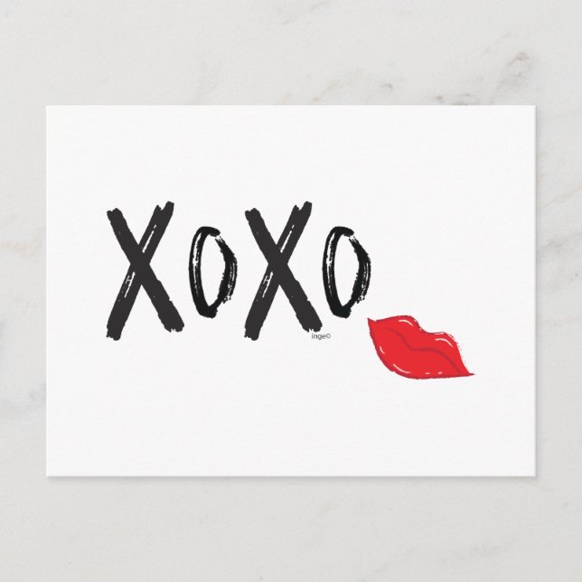 XoXo-Hugs-Kisses-with-Red-Lips Postcard (Front)