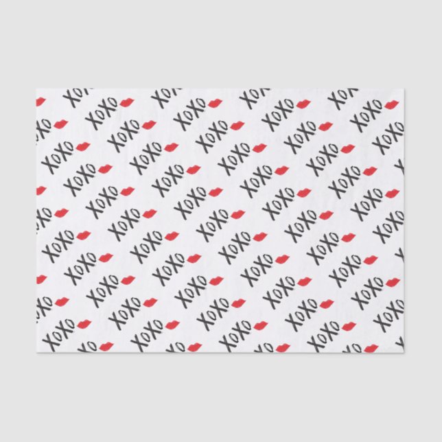 XoXo-Hugs-Kisses-with-Red-Lips Tissue Paper (Front)
