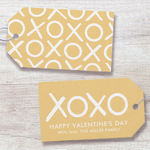 XOXO Hugs & Kisses Yellow Happy Valentine's Day Gift Tags