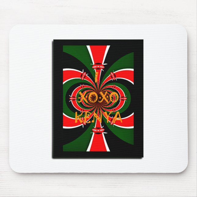 XOXO I Love Kenya Black Red Green National Flag Co Mouse Mat (Front)