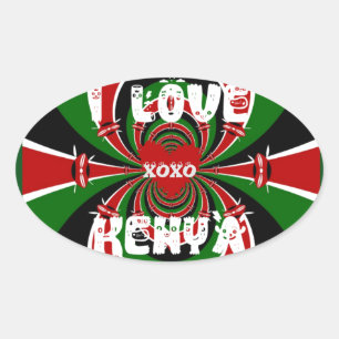 XOXO I Love Kenya Hakuna Matata Gifts Oval Sticker