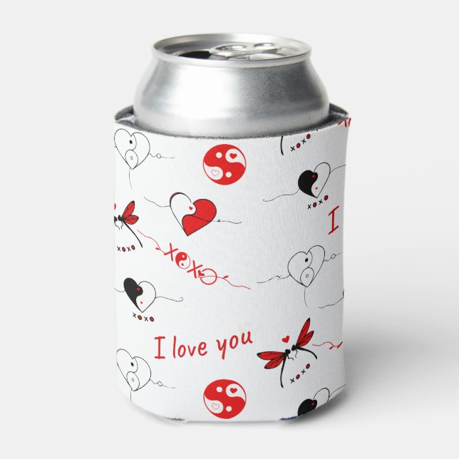 XOXO, I love you and hearts Can Cooler (Can Front)