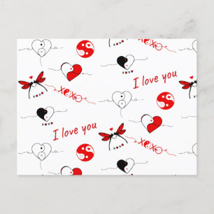 XOXO, I love you and hearts Holiday Postcard