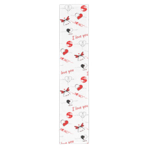 XOXO, I love you and hearts Short Table Runner