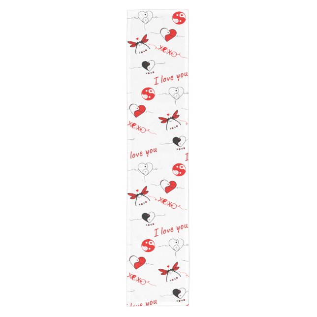 XOXO, I love you and hearts Short Table Runner (Front)