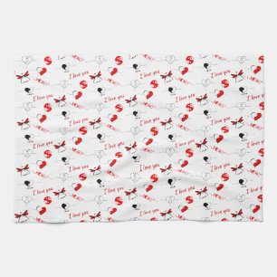 XOXO, I love you and hearts Tea Towel