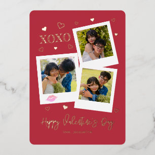 XOXO Instant Photo Style Valentine’s Foil Holiday Card