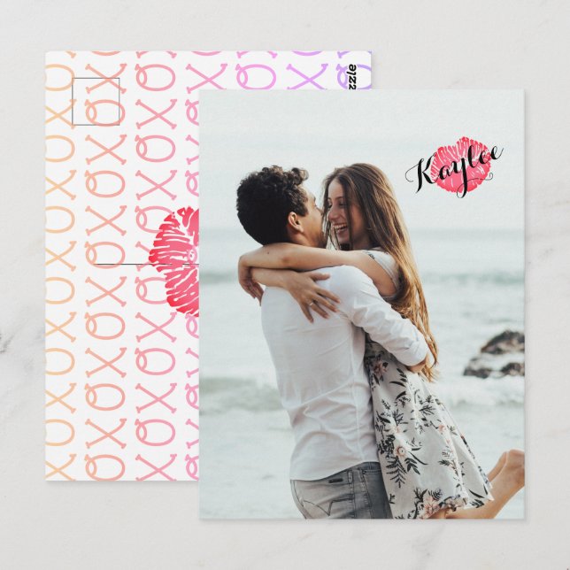 XOXO Kiss Add Your Photo Personalised Postcard (Front/Back)