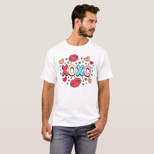 XOXO kiss and hearts on white T-Shirt