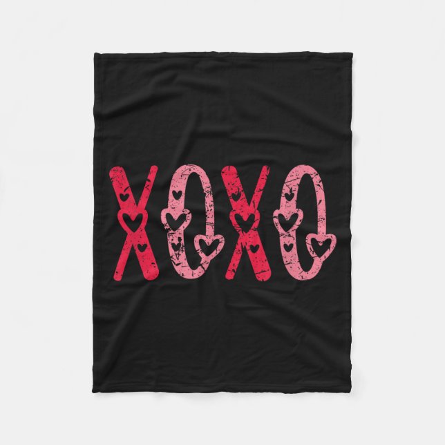 Xoxo Kisses Hugs Vintage Valentines Day  Fleece Blanket (Front)