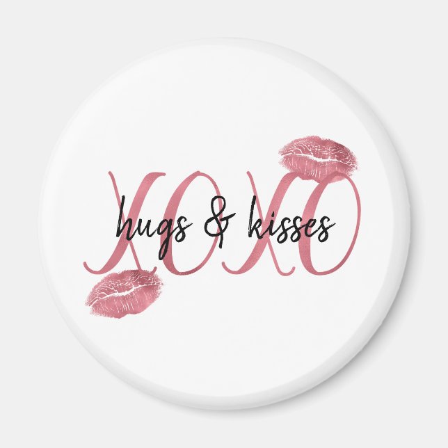 XOXO Kisses Pink Lips personalised Magnet (Front)