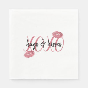XOXO Kisses Pink Lips personalised quote Napkin