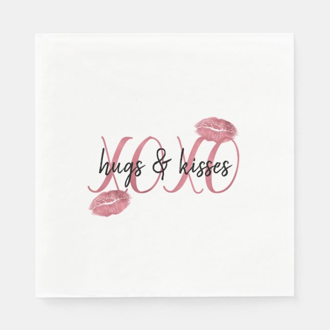 XOXO Kisses Pink Lips personalised quote Napkin (Front)