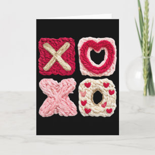 Xoxo Knitted Valentine Cute Chunky Yarn Art Card