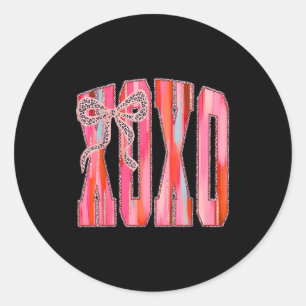 Xoxo Leopard Bow Funny Valentine's Day Coquette Nk Classic Round Sticker