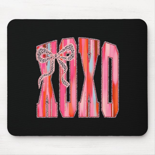 Xoxo Leopard Bow Funny Valentine's Day Coquette Nk Mouse Mat (Front)