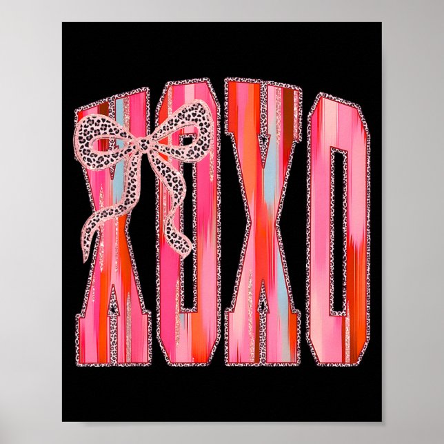 Xoxo Leopard Bow Funny Valentines Day Coquette Pin Poster (Front)