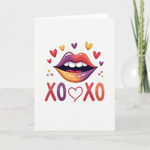 Xoxo Lips Hearts Love Card