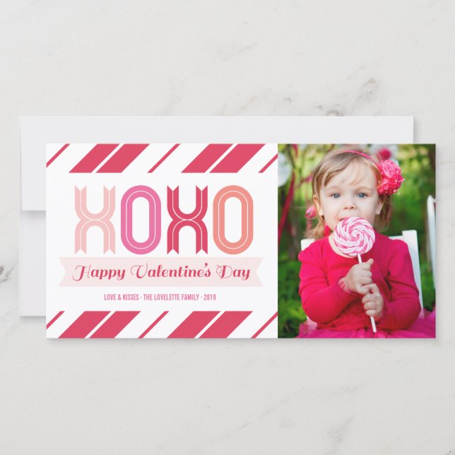XOXO Love And Kisses Valentine's Day Photo Cards (Front)