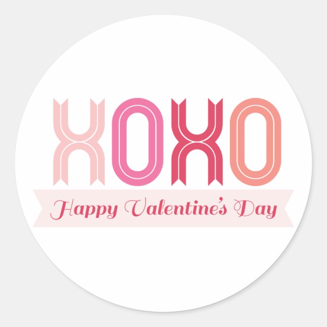 XOXO Love And Kisses Valentine's Day Stickers (Front)