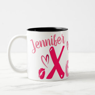Xoxo Love Anniversary or Valentine with Name Two-Tone Coffee Mug