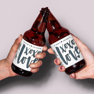 XOXO love Coordinates typography Beer Bottle Label