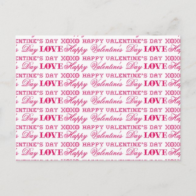 XOXO Love Happy Valentine's Day Pink Red Gifts Holiday Postcard (Front)